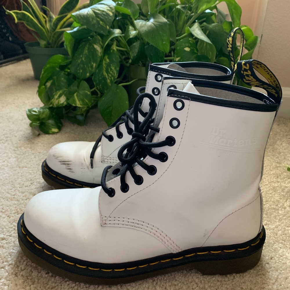 White 1460 Dr. Martens combat boots